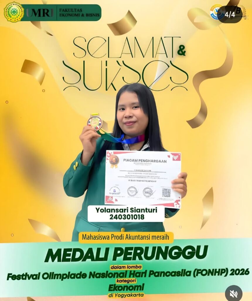 Mahasiswa Prodi Akuntansi FEB UMRI Raih Medali Perunggu pada Festival Olimpiade Nasional Hari Pancasila 2026